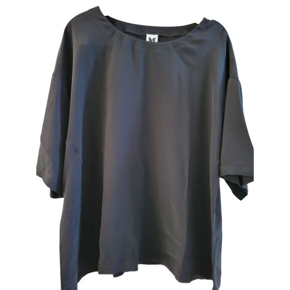 M Missoni Black Silk oversized black blouse size Large short sleeve Minimalist - Picture 1 of 8